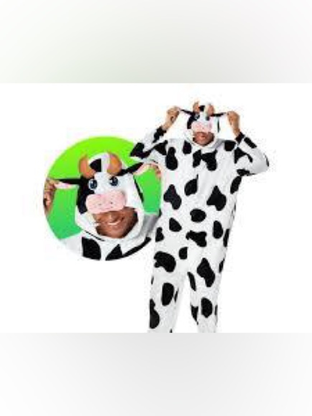 GUC Adult Men’s Women’s Spirit Halloween B&W Cow Print Pajama Costume Set Onesie